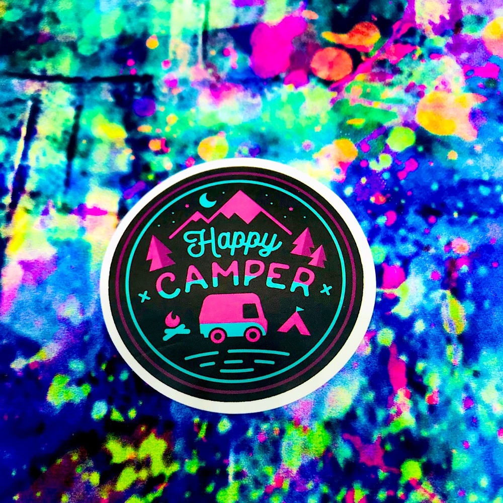 Happy Camper Adventurous Outdoorsy Nature Theme Decor Sticker